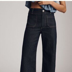 ANTHROPOLOGIE Maeve Colette Dark Denim Jeans Size 29 Wide Leg. Denim Rinsed wash